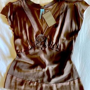 Anthropologie 100% silk top-beautiful brown | Perfect for the Holidays